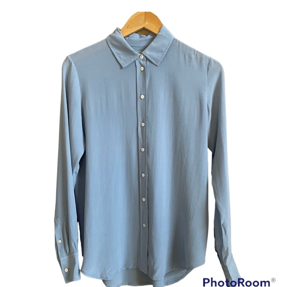 Everlane The Clean Silk Relaxed Shirt in French Blue